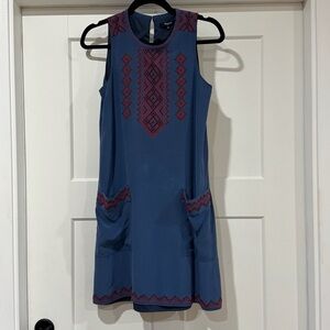 Madewell Silk Embroidered Shift Dress, Small